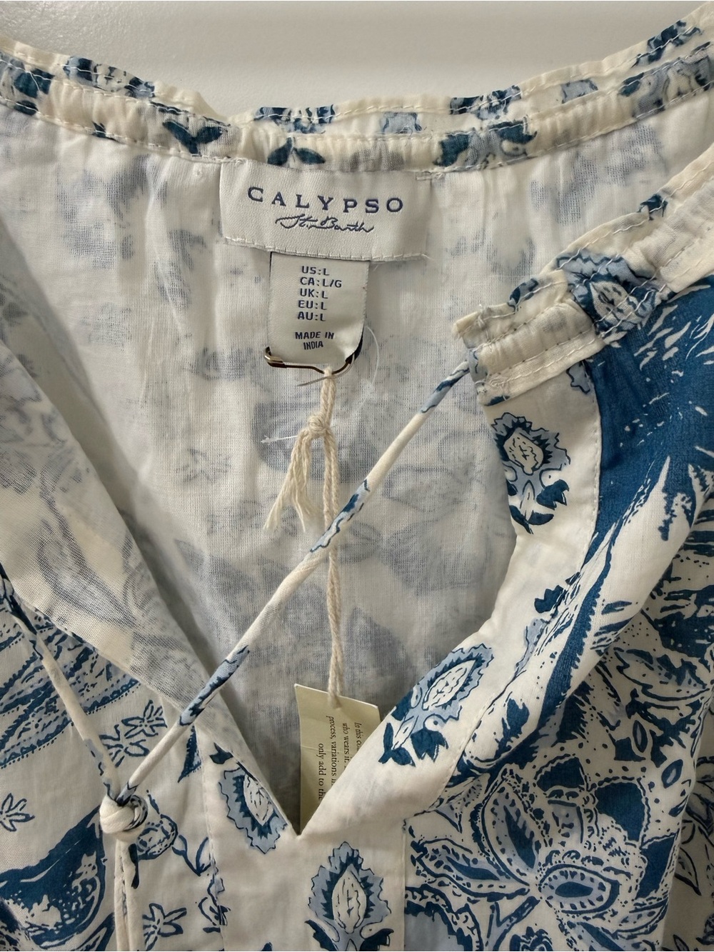 Calypso St. Barth Blue and Cream Floral Tiered Maxi Dress - Picture 6 of 7
